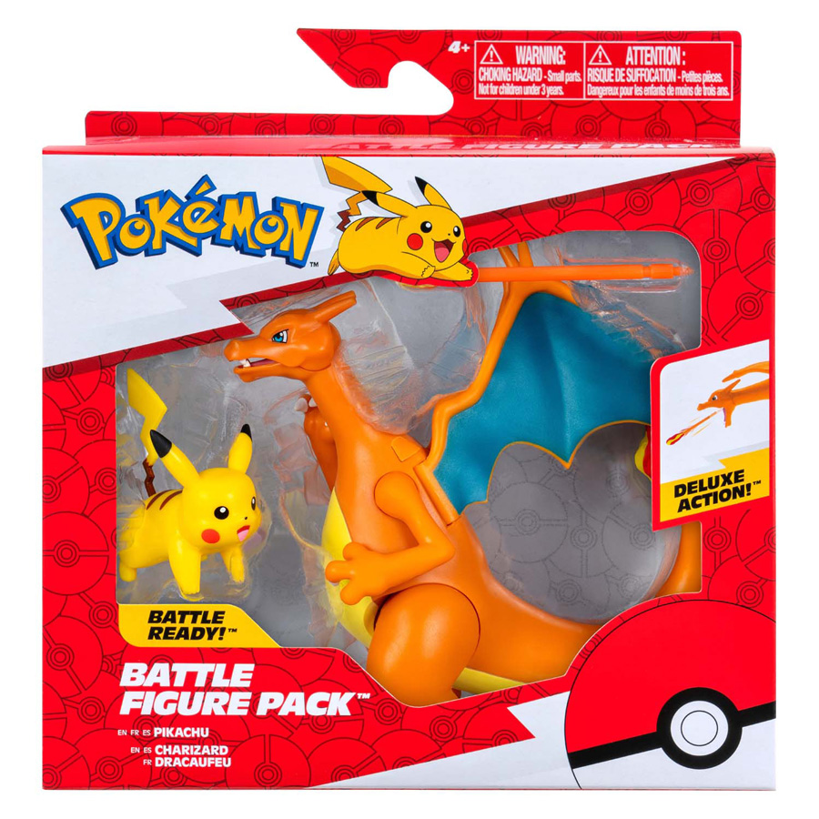 Coffret de figurines Pokémon Battle Feature - Glurak et Pikachu - 2dlg.