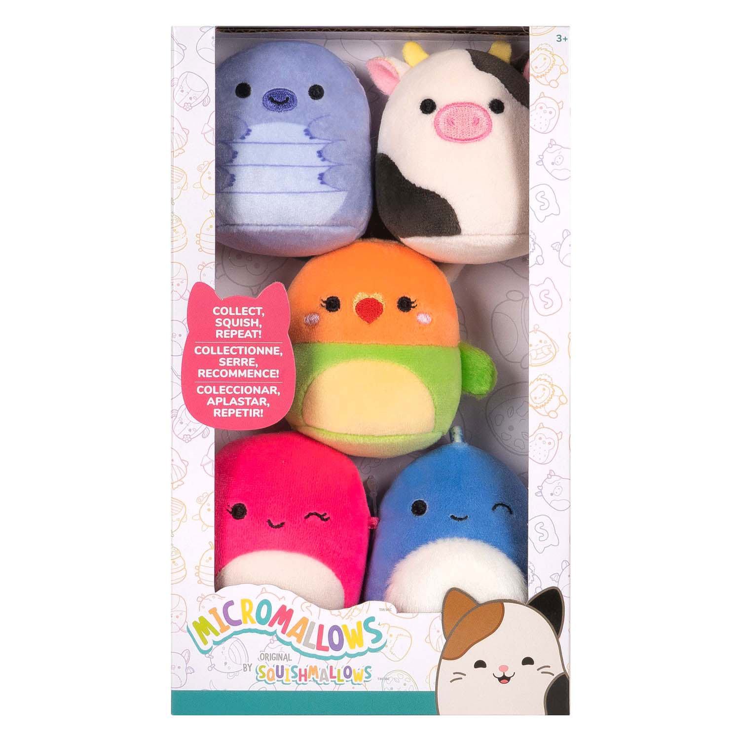 Squishmallows Peluches Micromallows - Tew, Conr, Plath, Brody, Lasla 5 pièces.