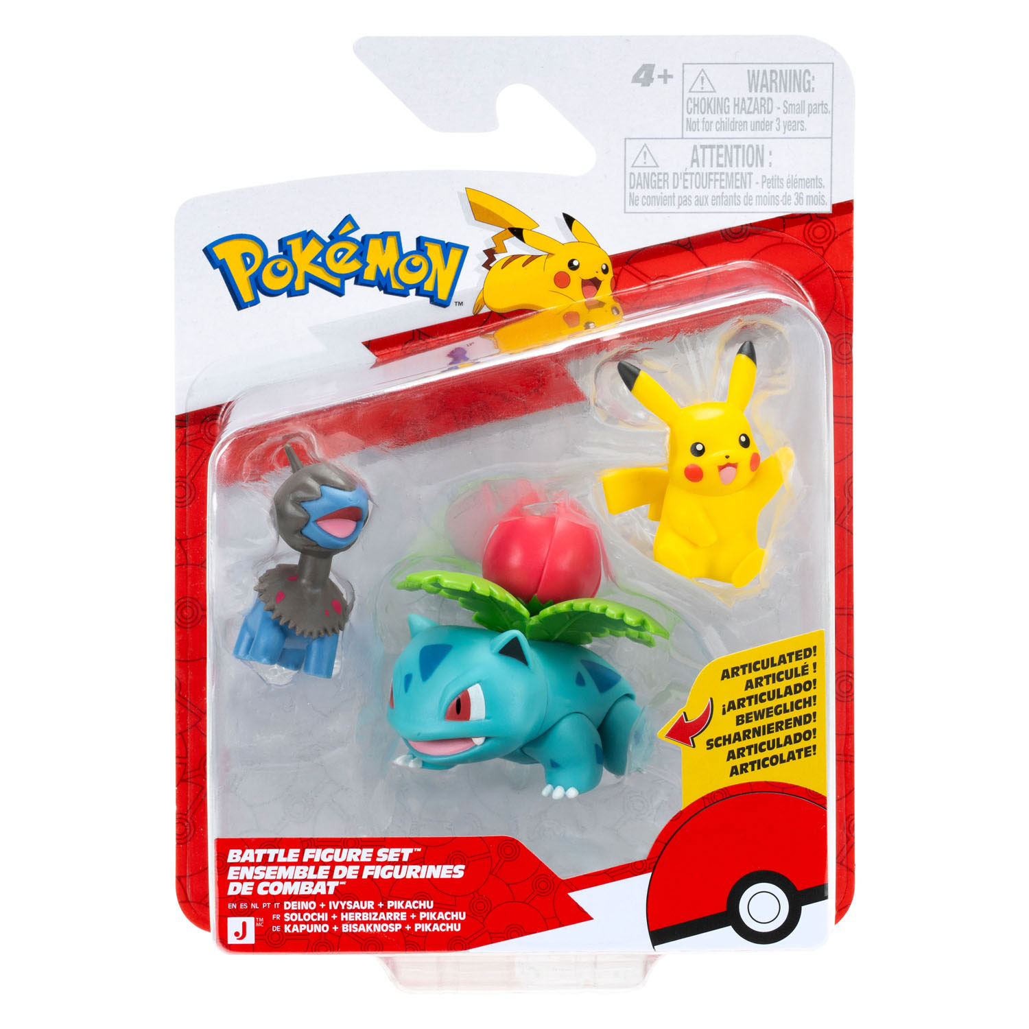 Pokemon Battle Figuren Set 3-pack Pikachu, Deino, Ivysaur