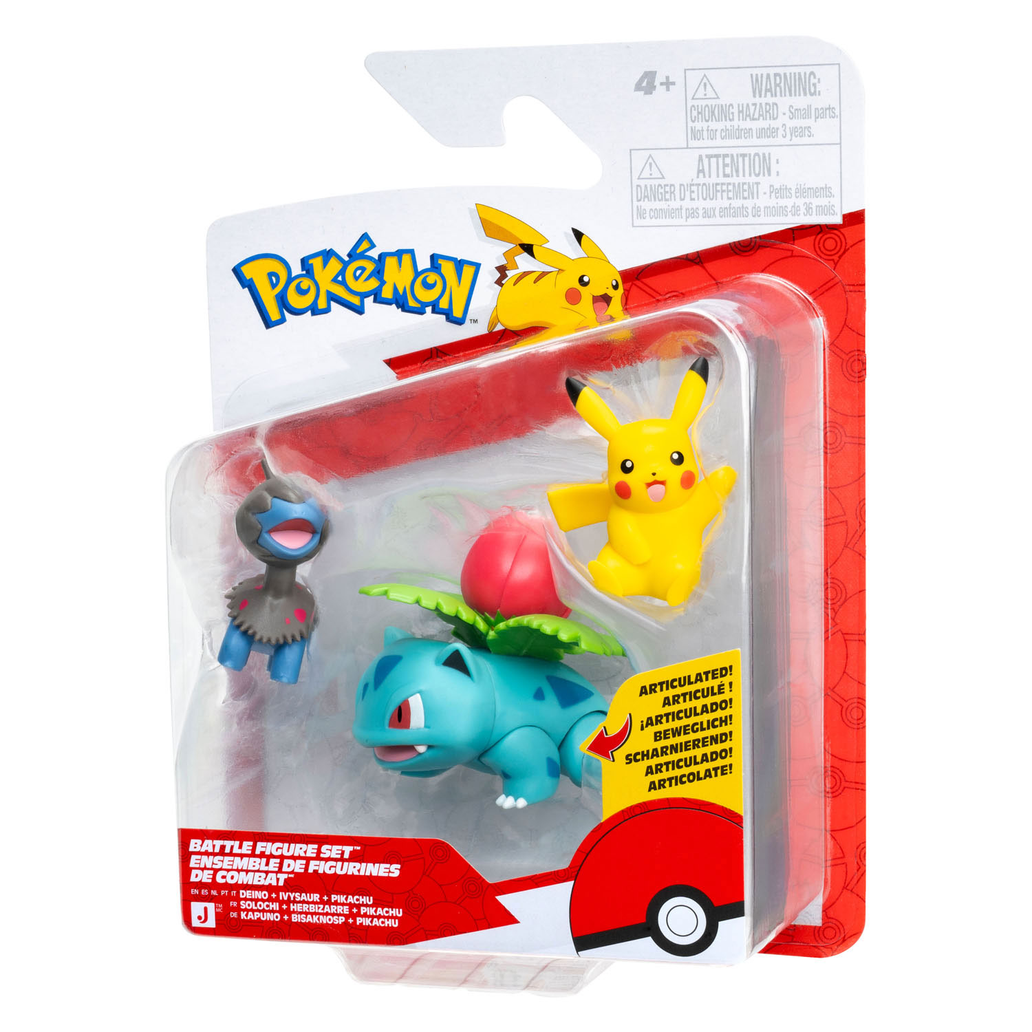 Pokemon Battle Figuren Set 3-pack Pikachu, Deino, Ivysaur