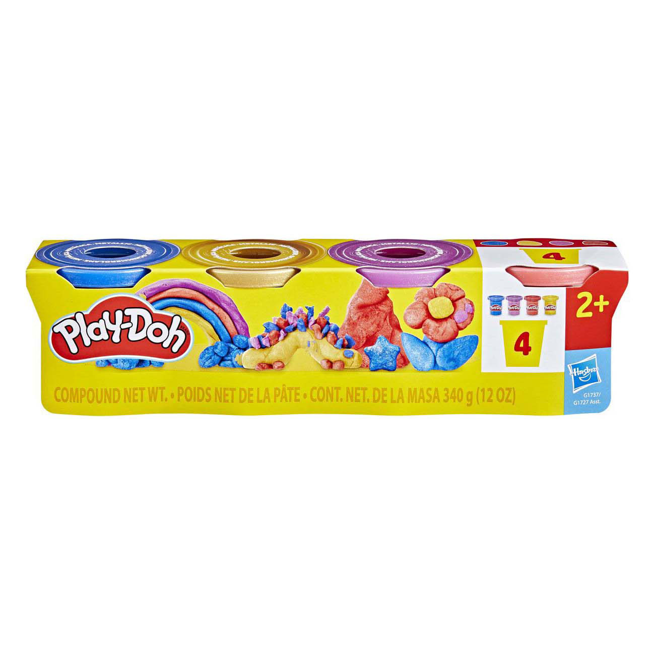 Pâte à modeler Play-Doh métallisée brillante - 4 pots en argile
