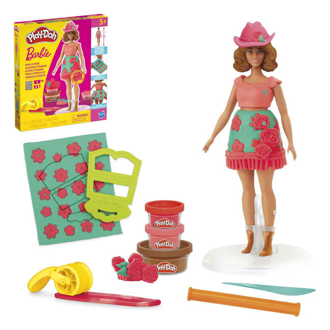 Play-Doh Barbie Blumen und Fransen - 3 Tontöpfe