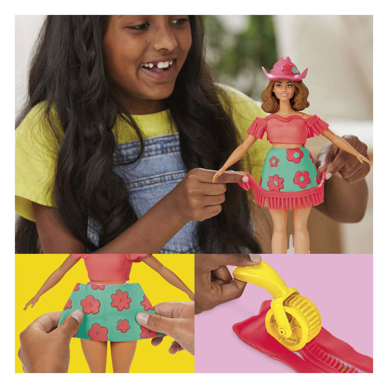 Play-Doh Barbie Blumen und Fransen - 3 Tontöpfe