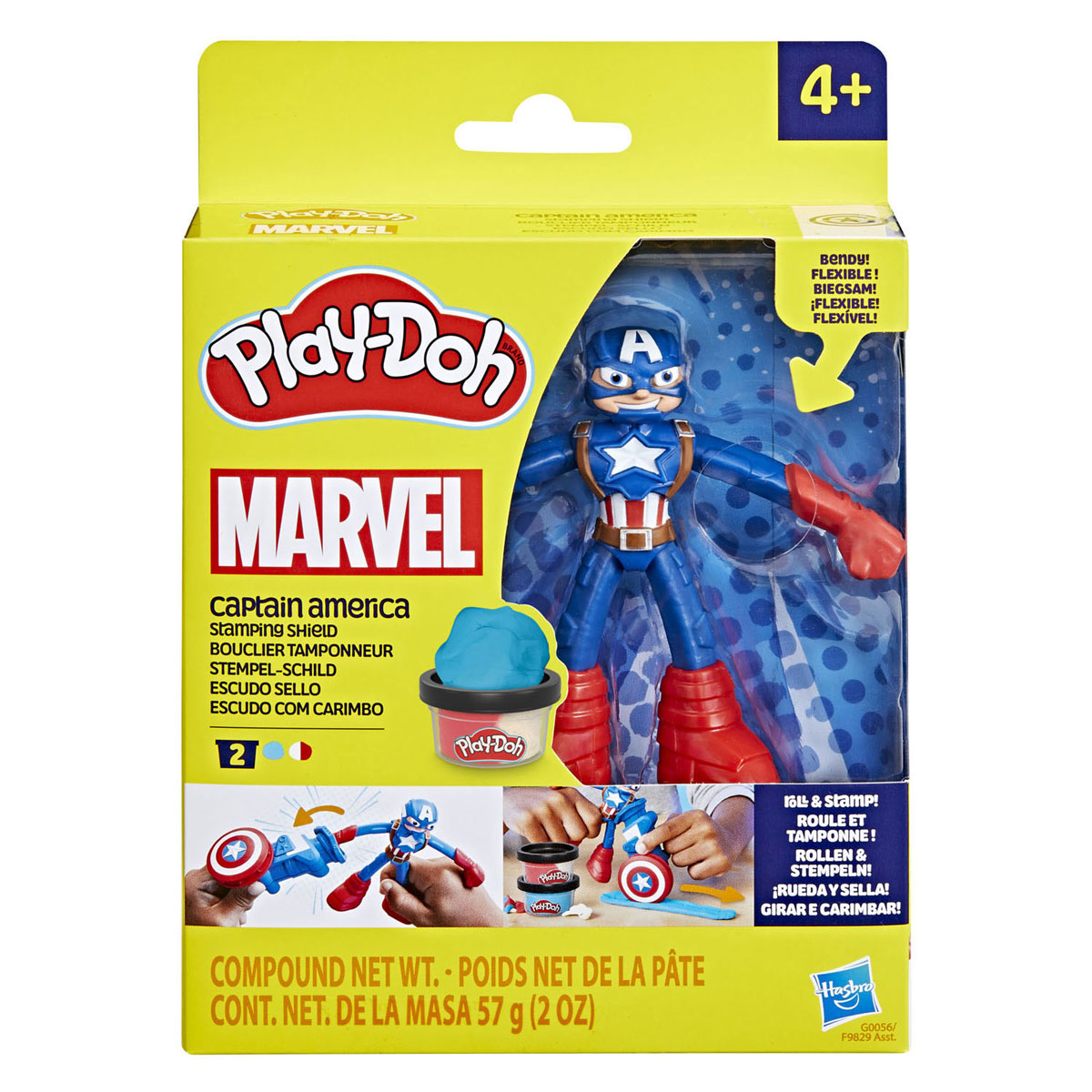 Play-Doh Marvel Captain America Stempelschild - 2 Tontöpfe