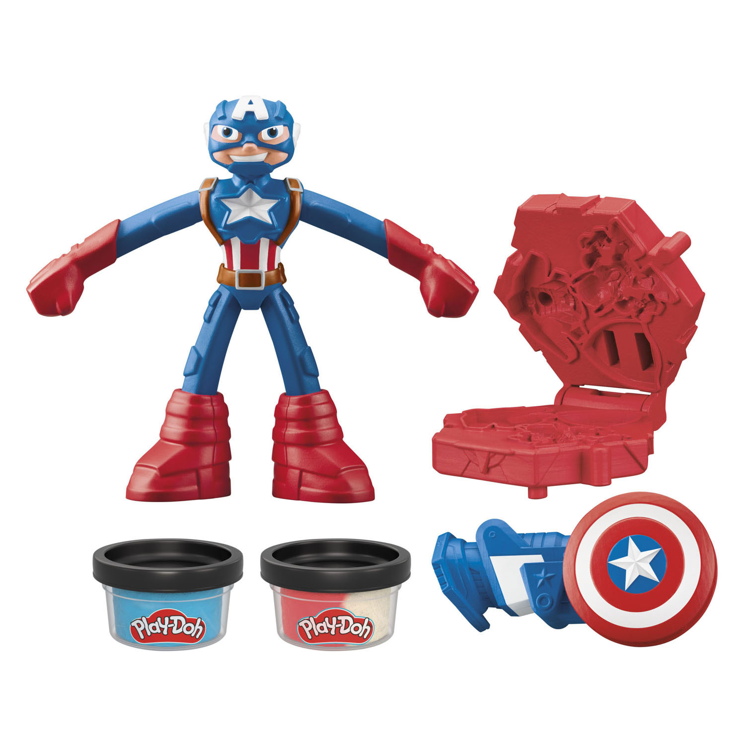 Play-Doh Marvel Captain America Stempelschild - 2 Tontöpfe