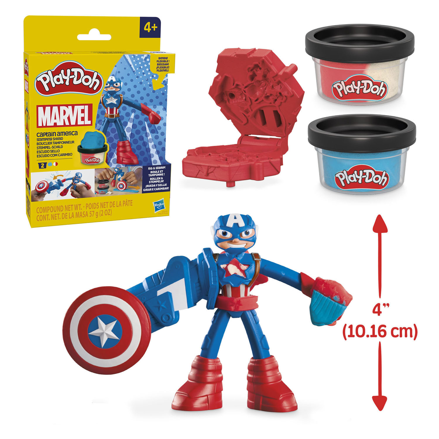 Play-Doh Marvel Captain America Stempelschild - 2 Tontöpfe