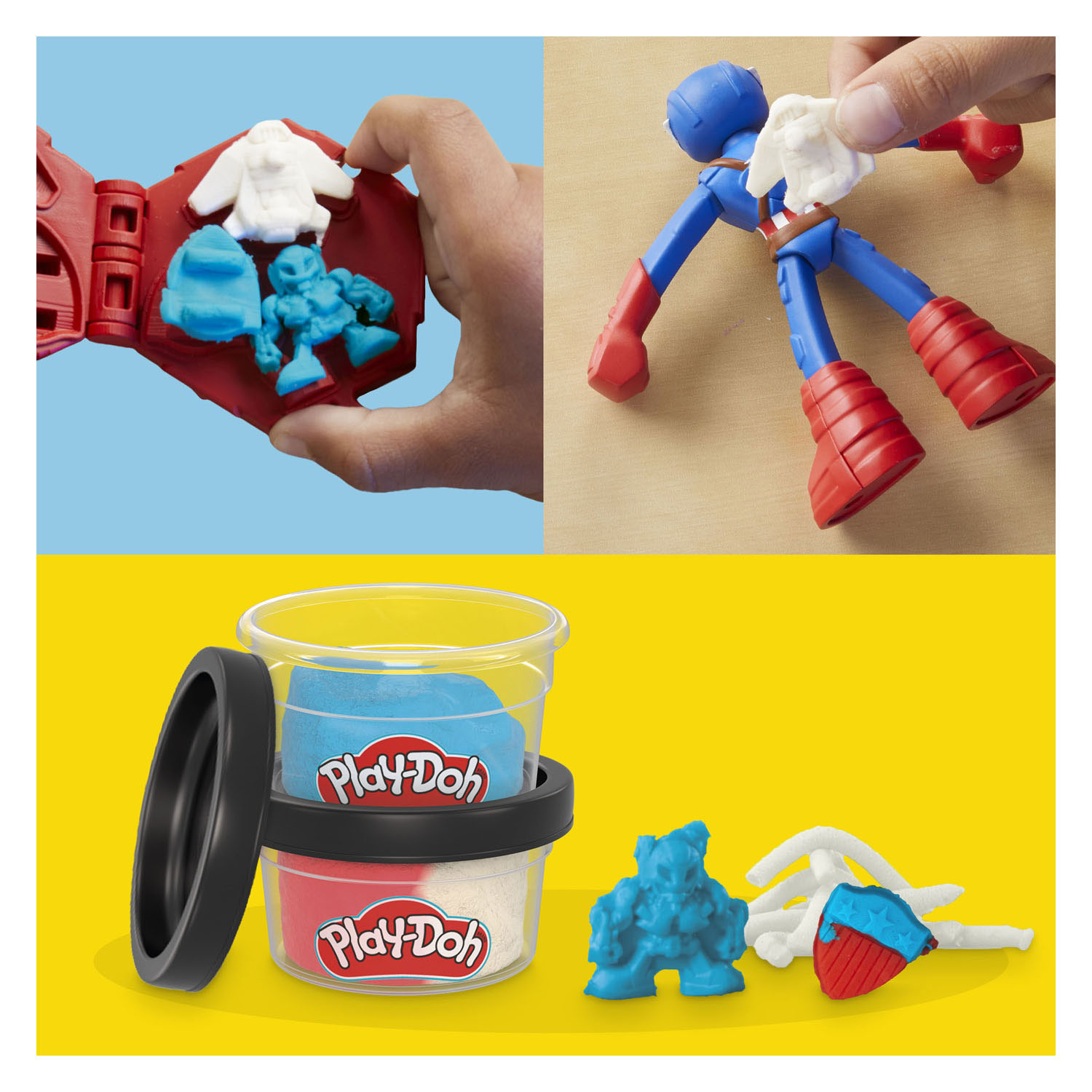 Play-Doh Marvel Captain America Stempelschild - 2 Tontöpfe