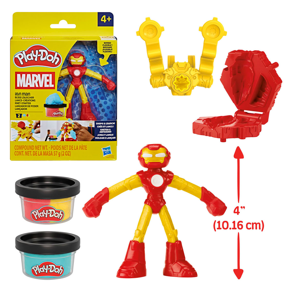 Play-Doh Marvel Iron Man Blast Launcher - 2 Kleipotjes