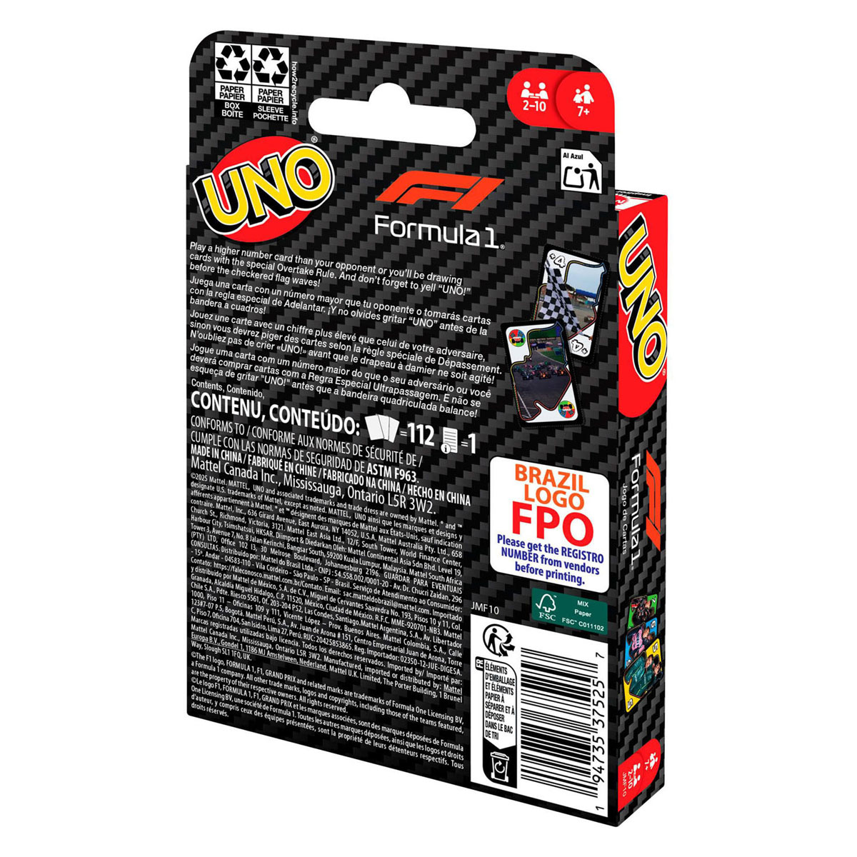 UNO F1 - Jeu de cartes