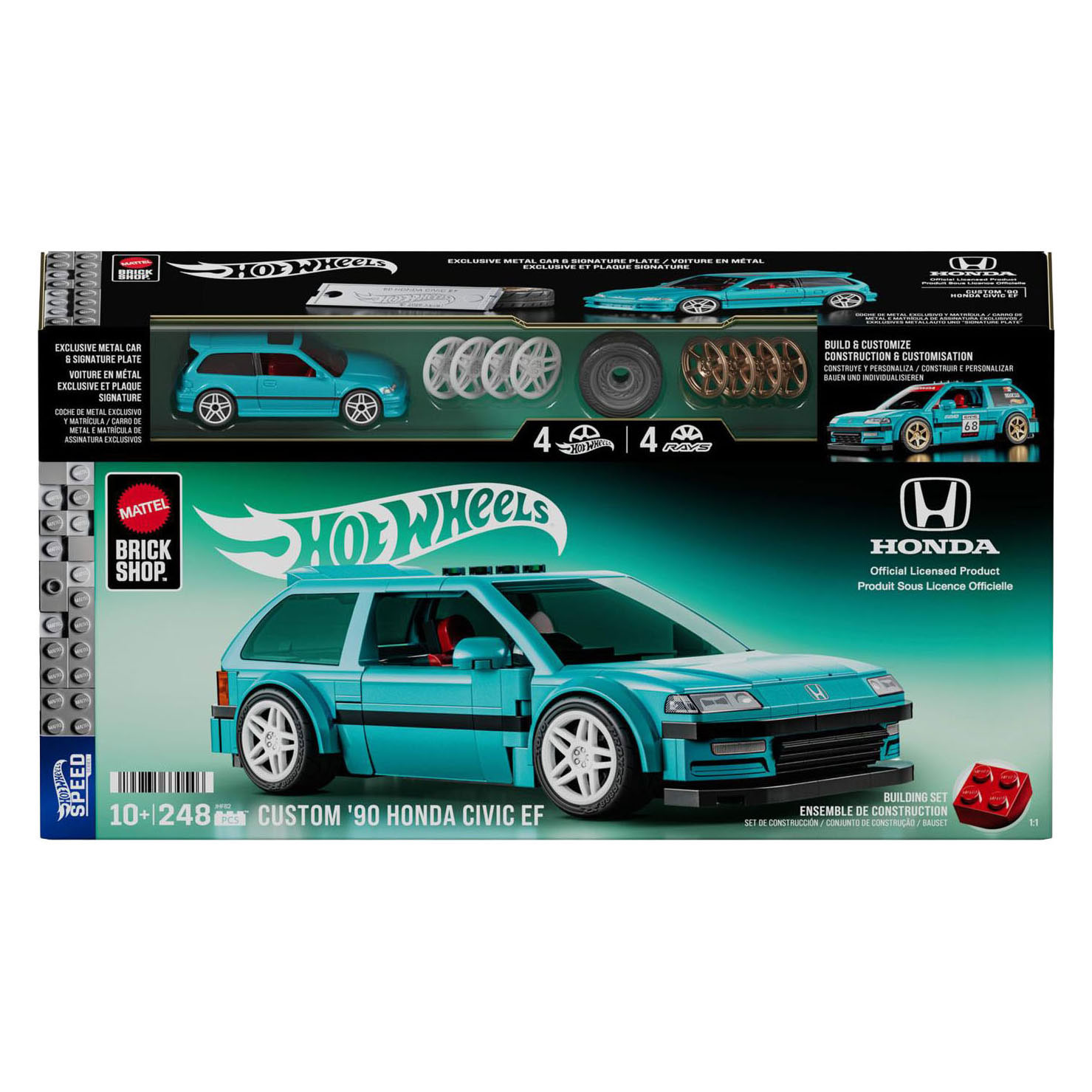 Hot Wheels Brick Shop Speed ​​Series Custom Honda Civic EF 1 Bouwset 1:32 - 248dlg.