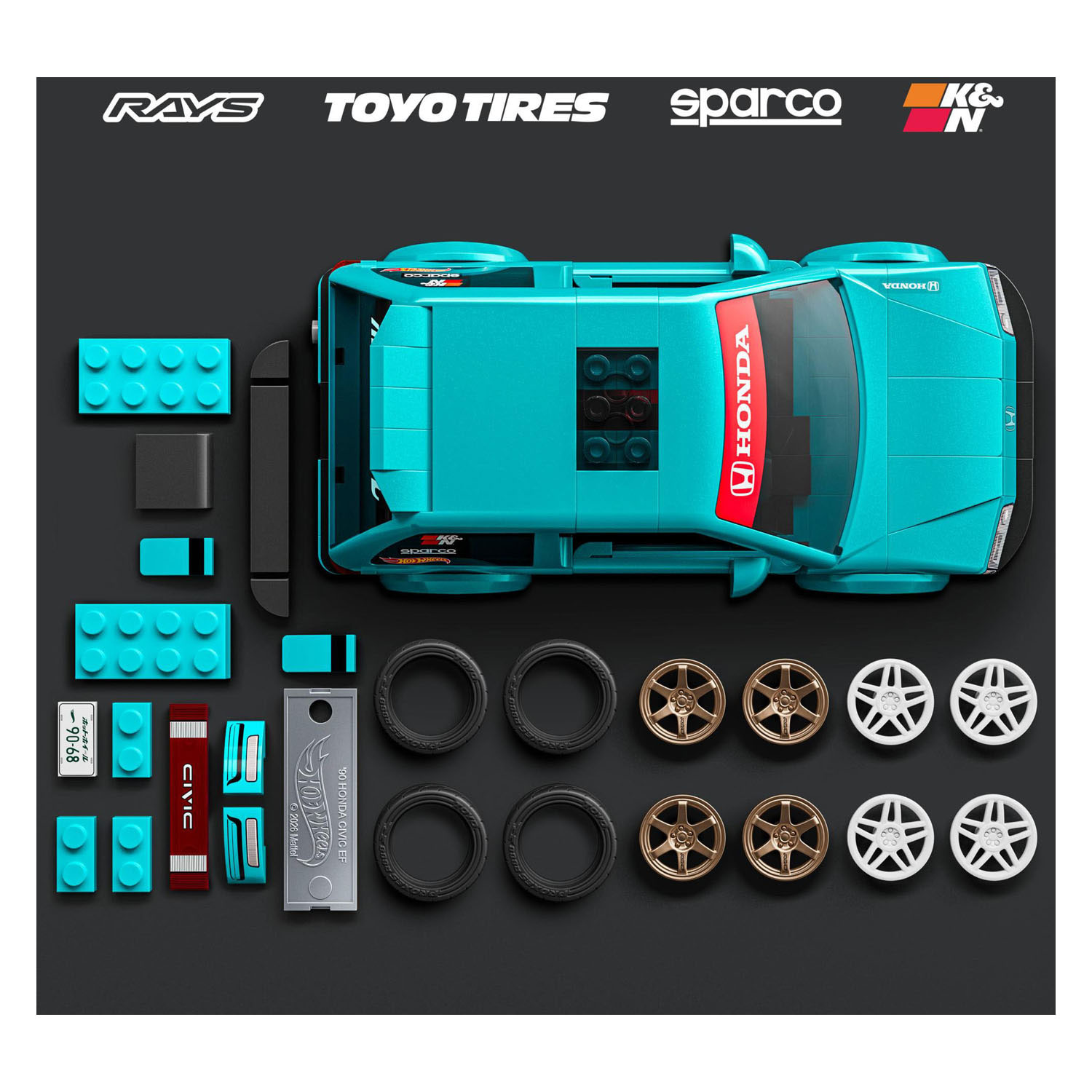 Hot Wheels Brick Shop Speed ​​Series Custom Honda Civic EF 1 Bouwset 1:32 - 248dlg.