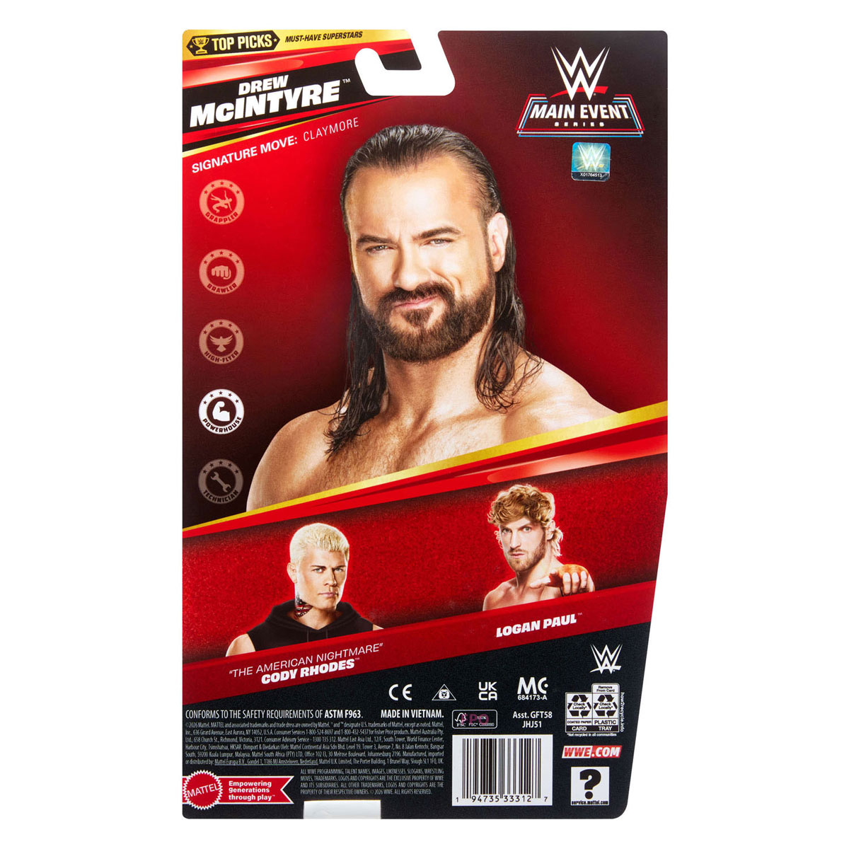 WWE Main Event Top Picks Speelfiguur - 17cm