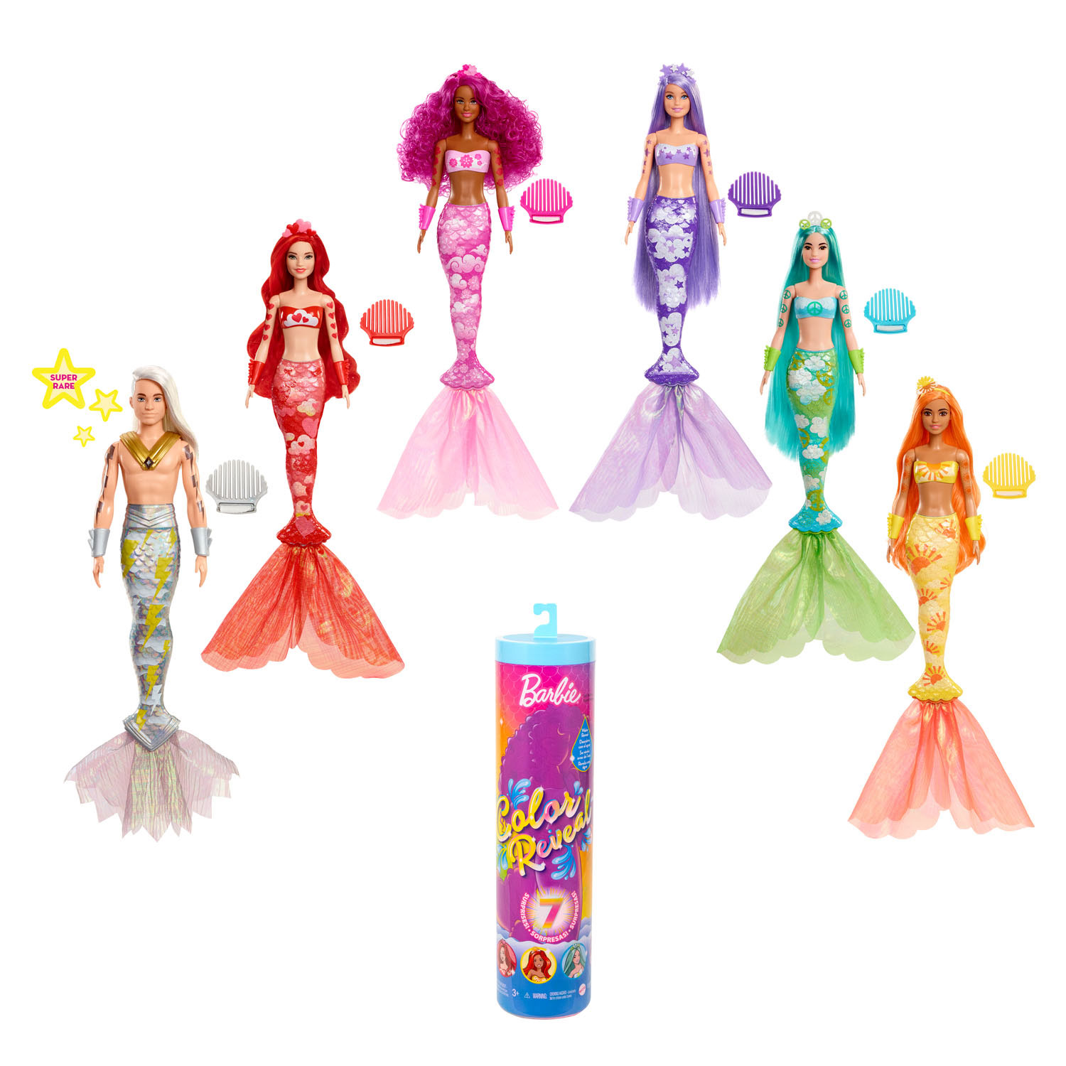 Barbie Color Reveal Puppe – Regenbogen-Meerjungfrau-Serie