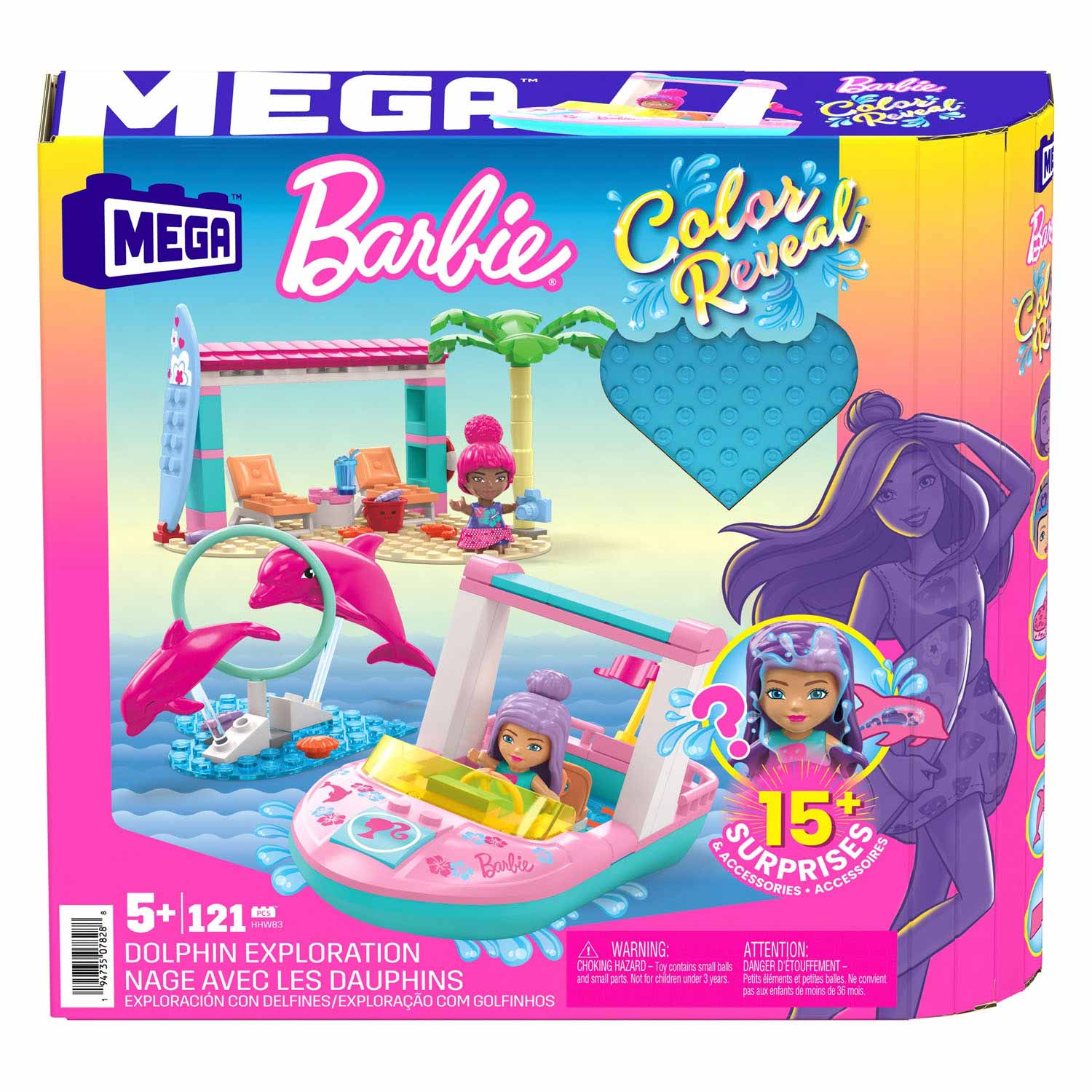Mega Construx Barbie Bouwset - Color Reveal Dolfijnavontuur