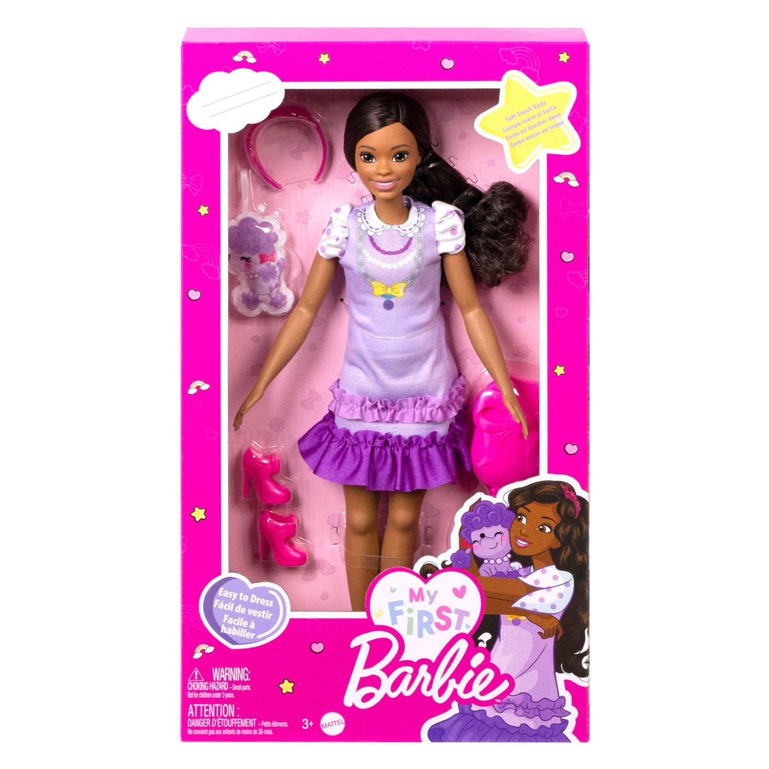 Ma première Barbie - Poupée au toucher doux avec caniche