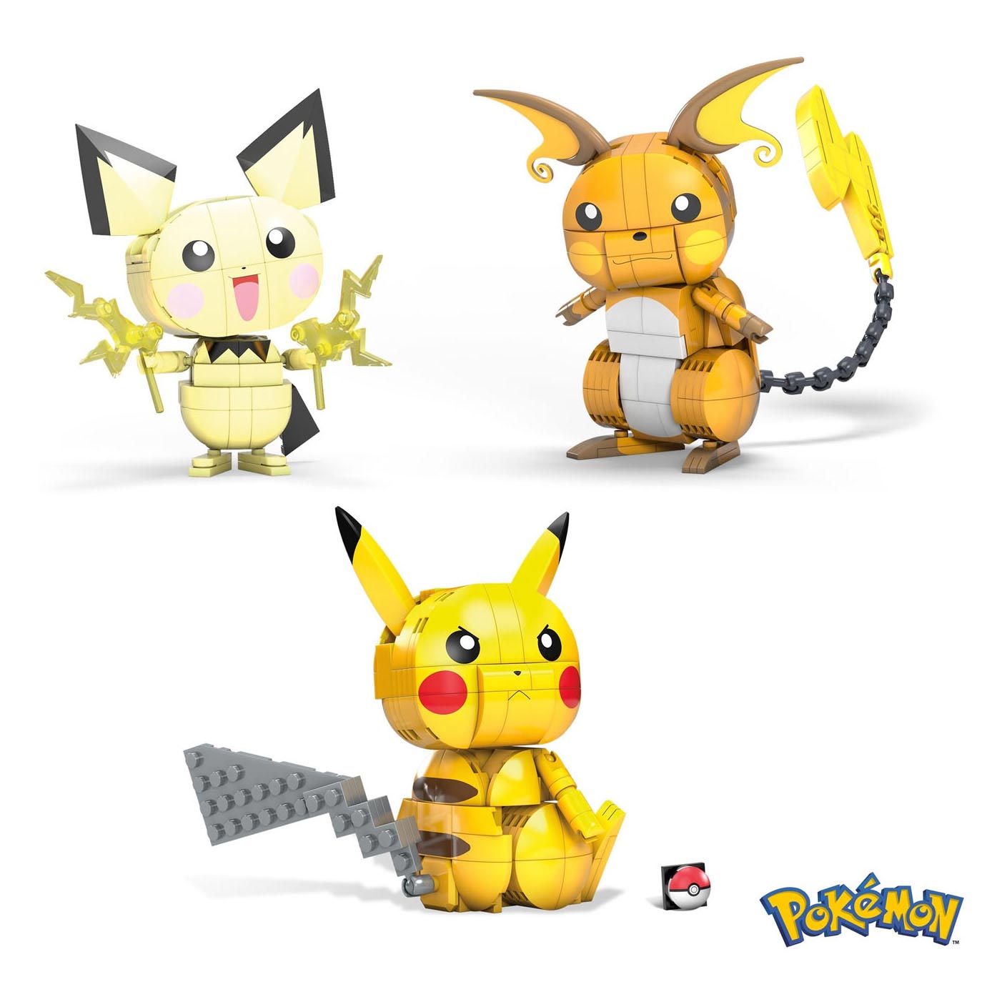 Ensemble de construction Pokémon Mega Construx – Construisez et montrez le trio Pikachu Evolution