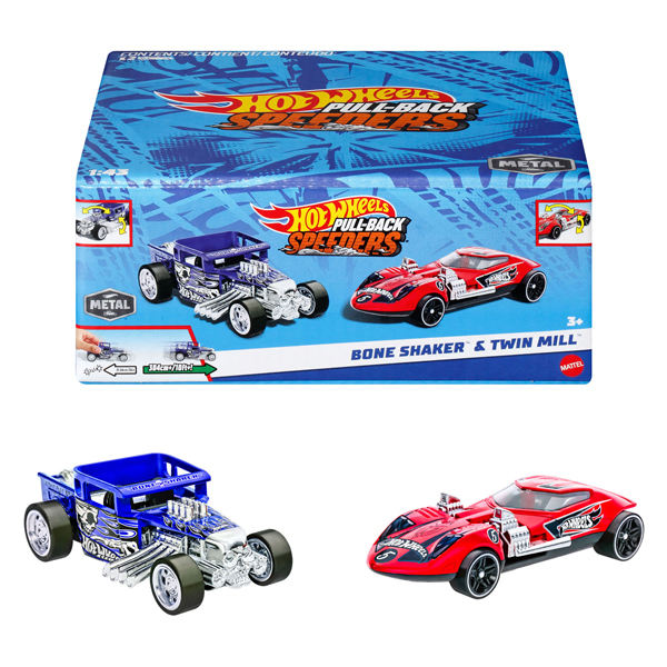 Hot Wheels Pull-Back-Rennwagen, 2-tlg.