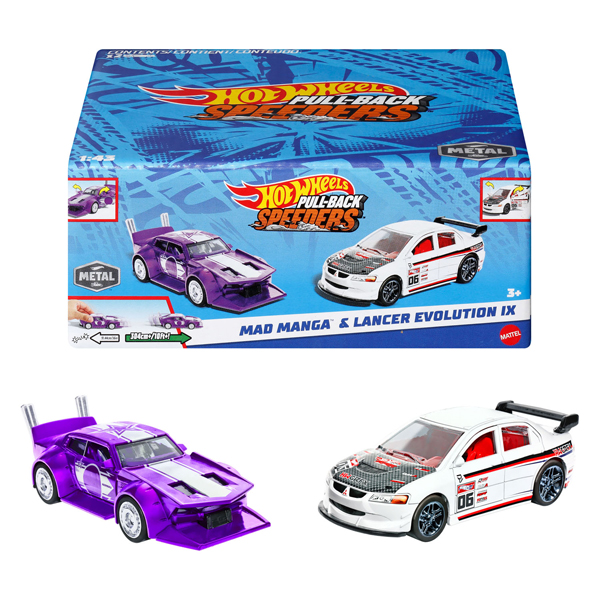 Hot Wheels Pull-Back-Rennwagen, 2-tlg.