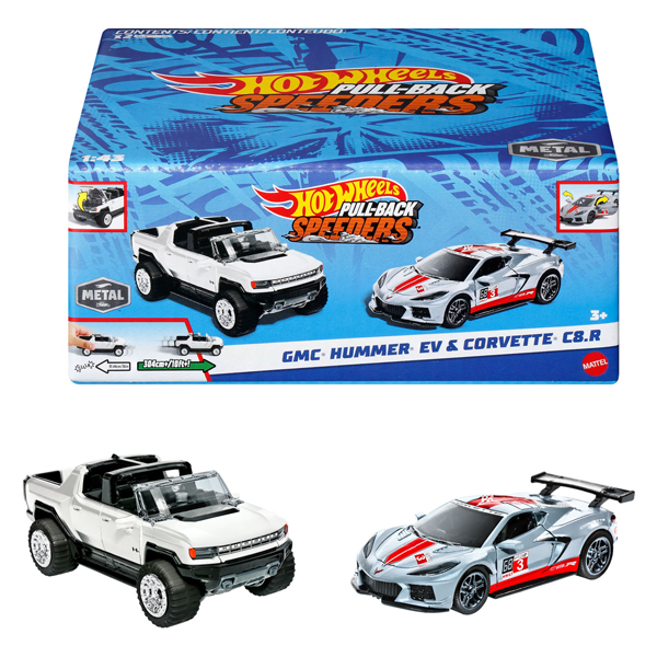 Hot Wheels Pull-Back-Rennwagen, 2-tlg.