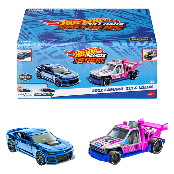 Hot Wheels Pull-Back-Rennwagen, 2-tlg.