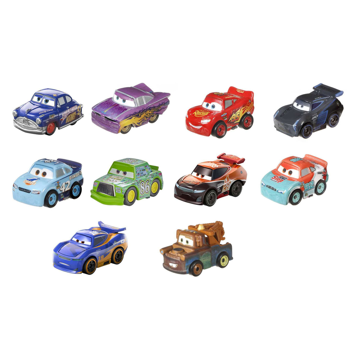 Disney Pixar Cars Mini Racers Voertuigen, 10st.