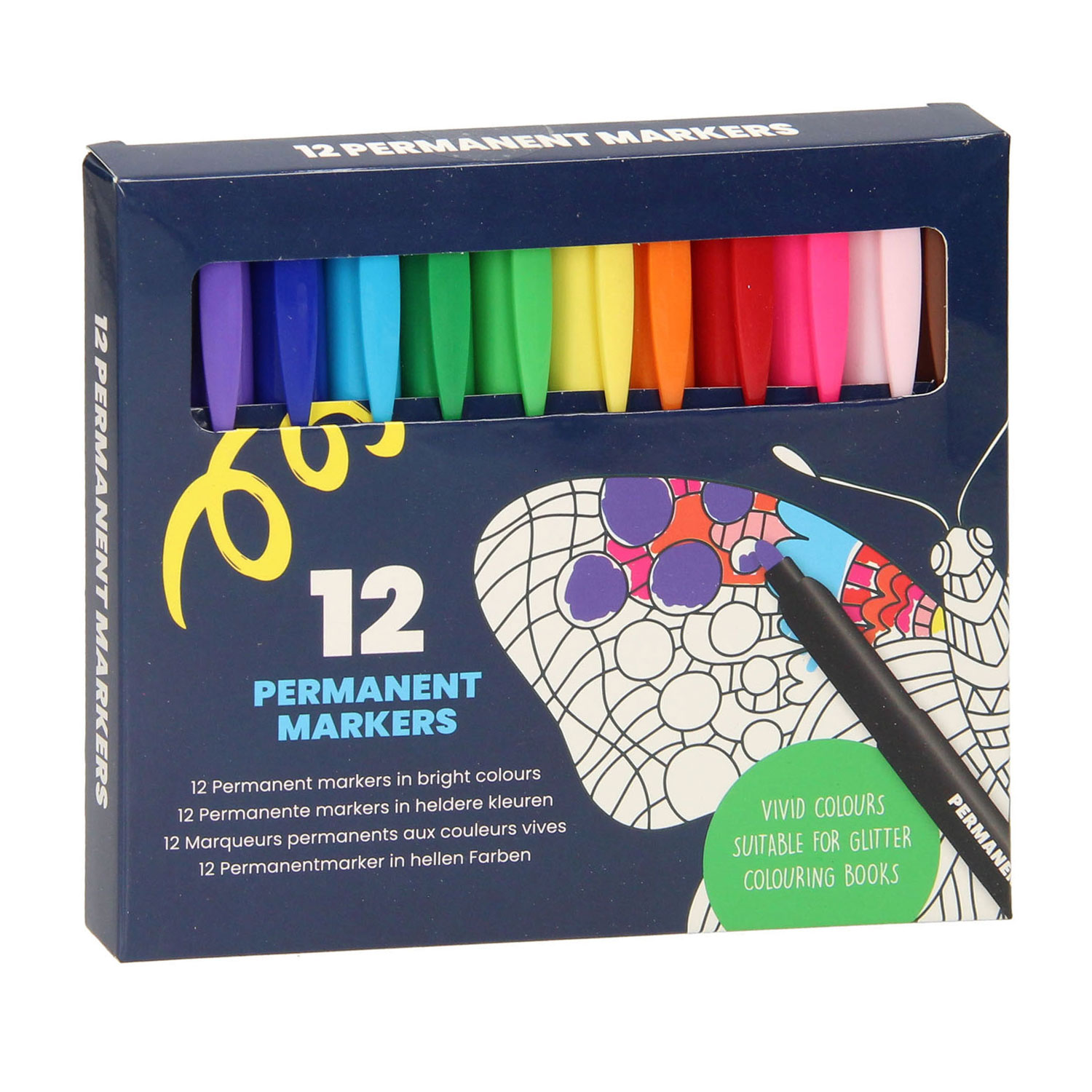 Marqueurs permanents colorés, 12pcs.