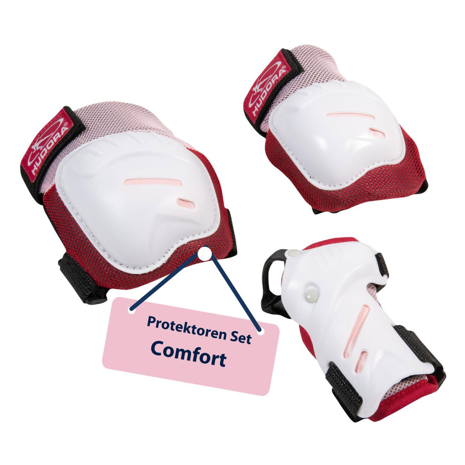 HUDORA Biomechanisches Ellbogen- und Knieschoner-Set Komfort M - Rosa