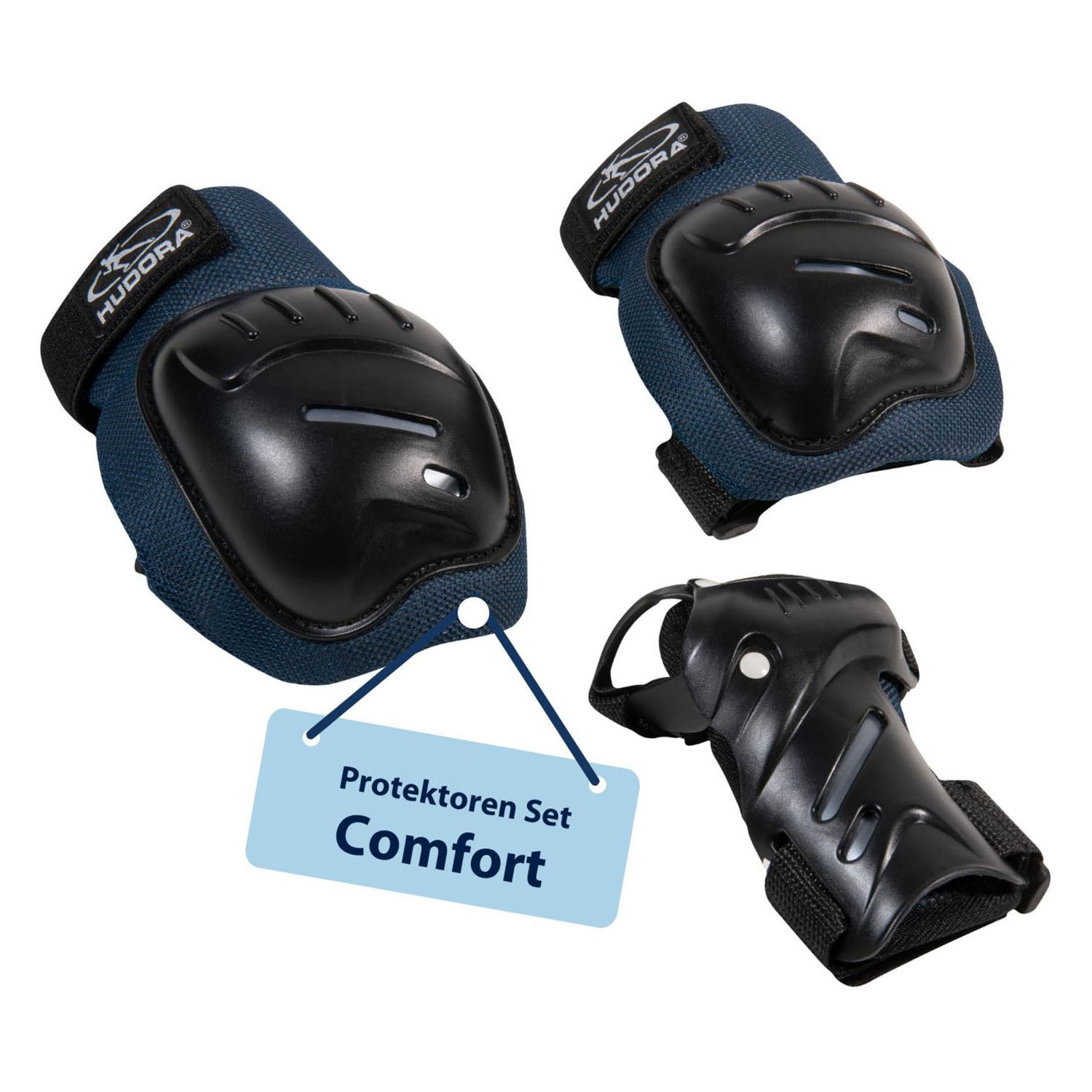 HUDORA Biomechanische Elleboog- en Kniebeschermer Set Comfort M - Blauw