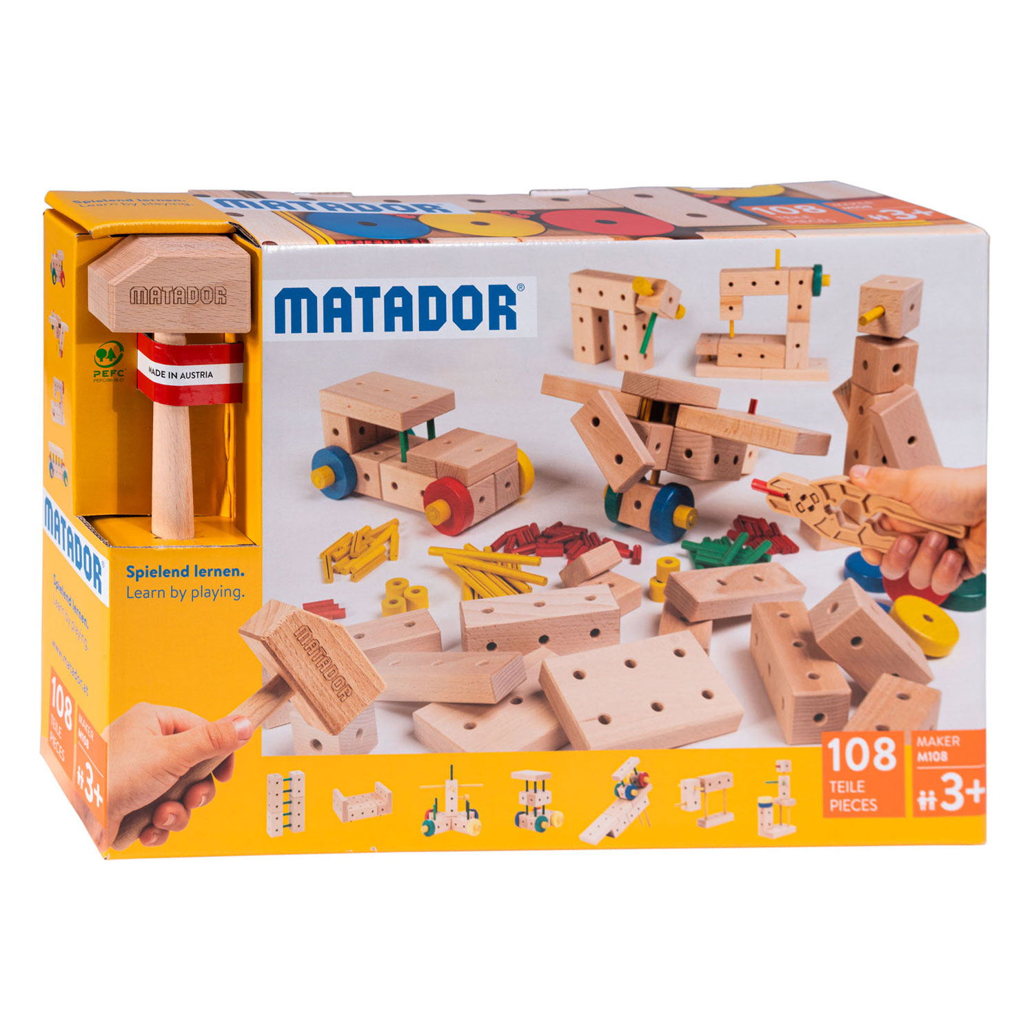 Matador Maker M108 jeu de construction en bois, 108 pièces,