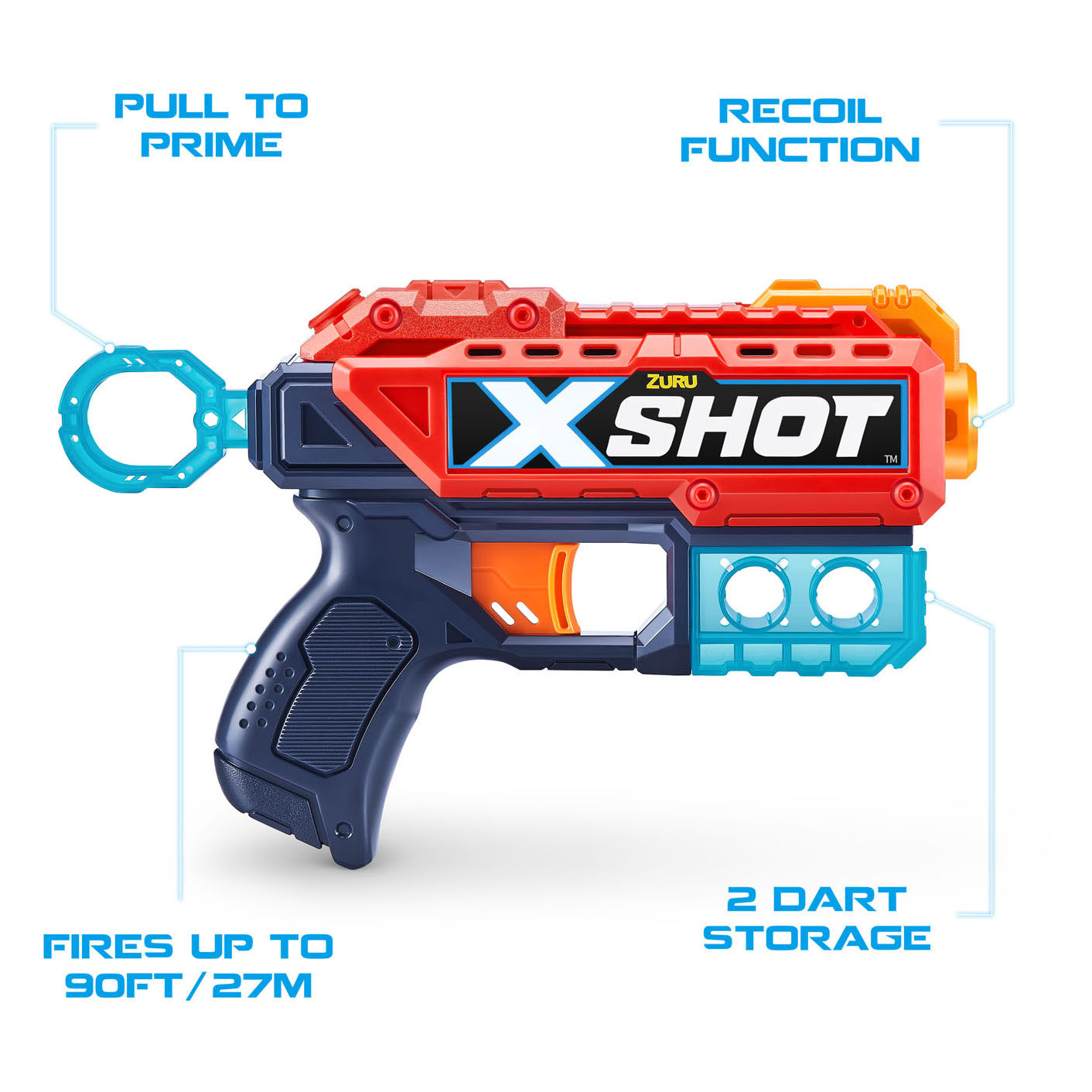 X-Shot Kickback avec 8 fléchettes