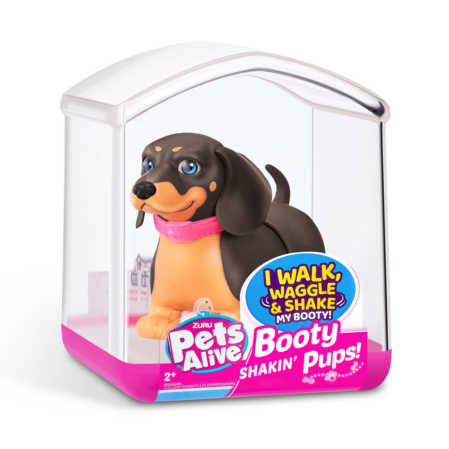 Pets Alive Booty Shakin Pups (Frenchie & Dachshund) by Zuru 2 Pack Interactive Mini Dog Toys That Walk, Waggle, and Booty Shake, Electronic Puppy Toy