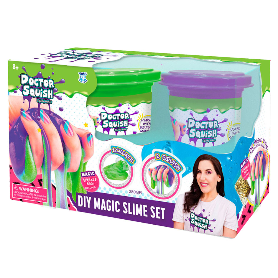 Doctor Squish Slime Value Pack - Vert et Violet, 240 grammes