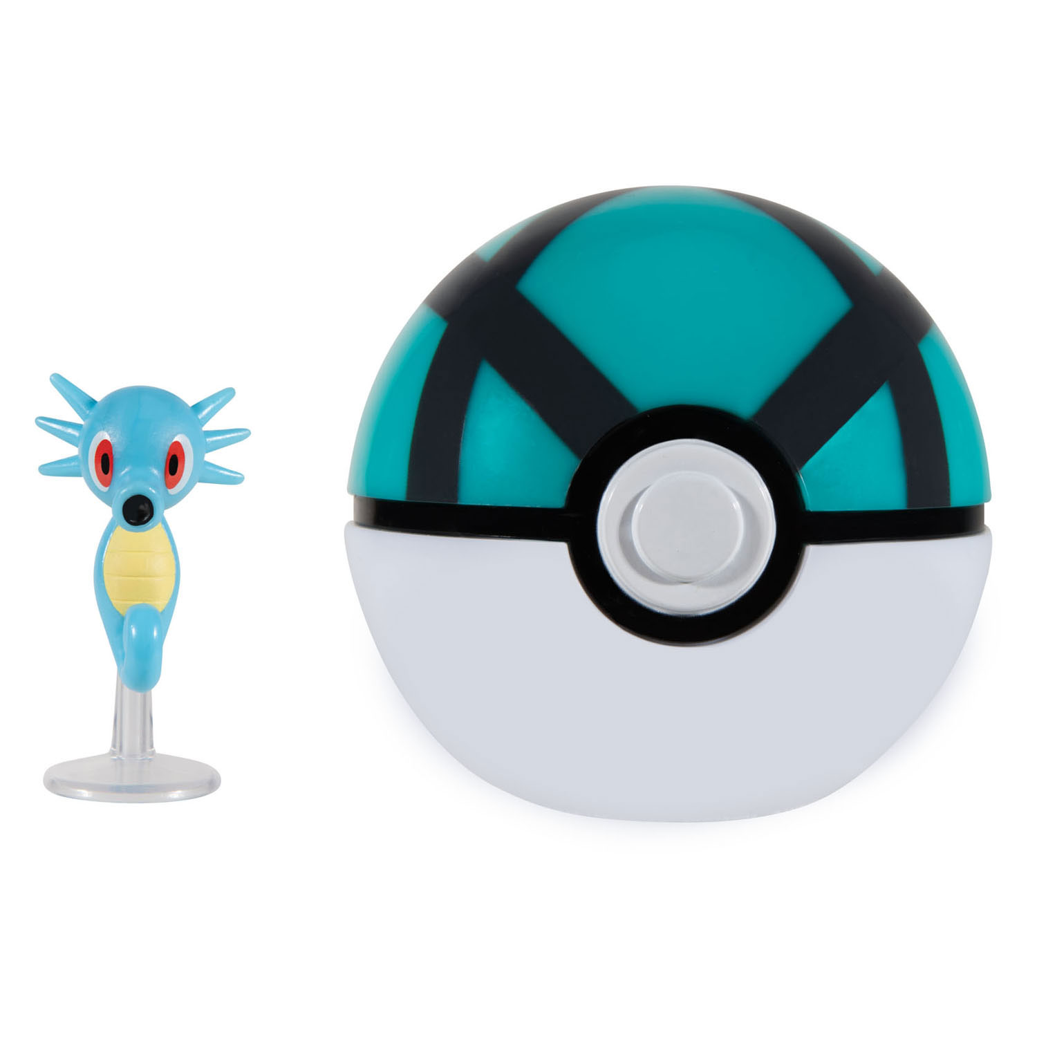 Ensemble de jeu Pokémon Clip 'N' Go Horsea et Net Ball, 2 pièces.