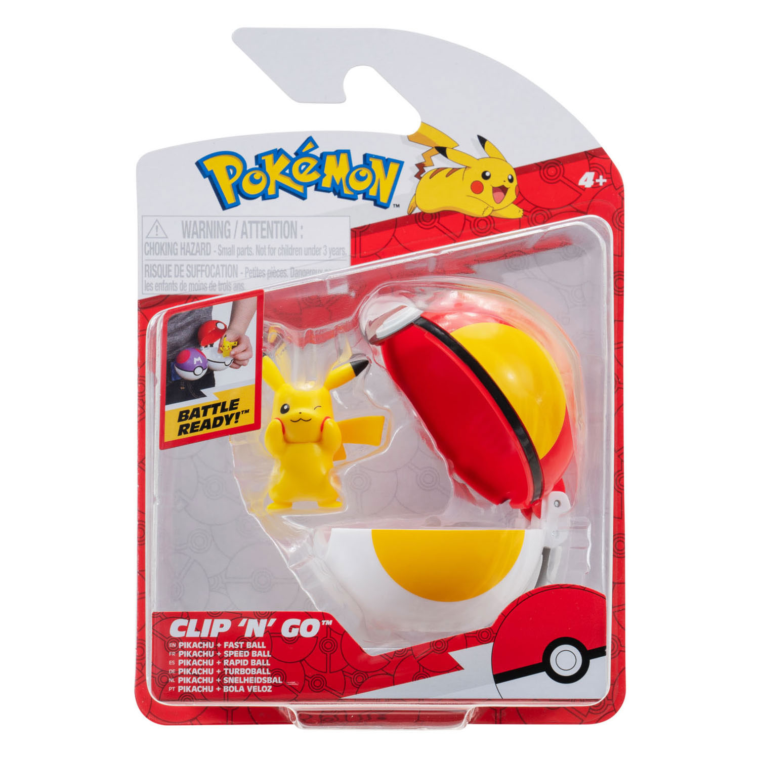 Ensemble de jeu Pokémon Clip 'N' Go Pikachu et Fast Ball, 2 pcs.