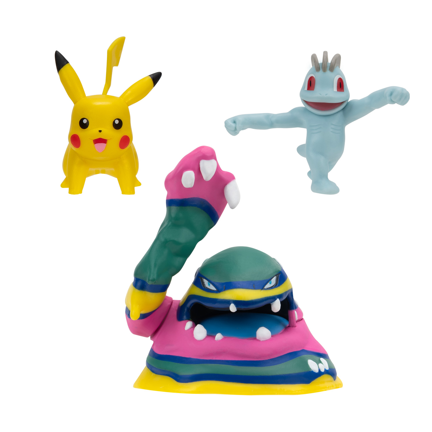 Pokémon Batte-Figurenset – Machop, Pikachu, Alolan Muk, 3-teilig.