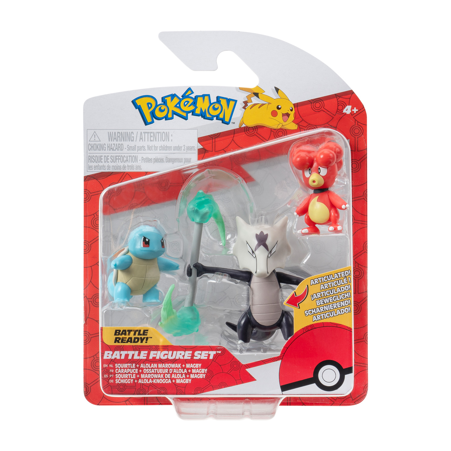 Ensemble de figurines Pokémon Batte - Magby, Alolan, Marow, 3 pièces.