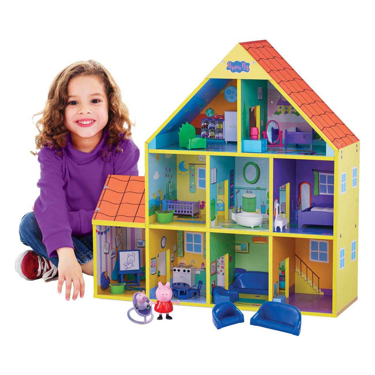 Peppa Pig Houten Poppenhuis met 9 Kamers
