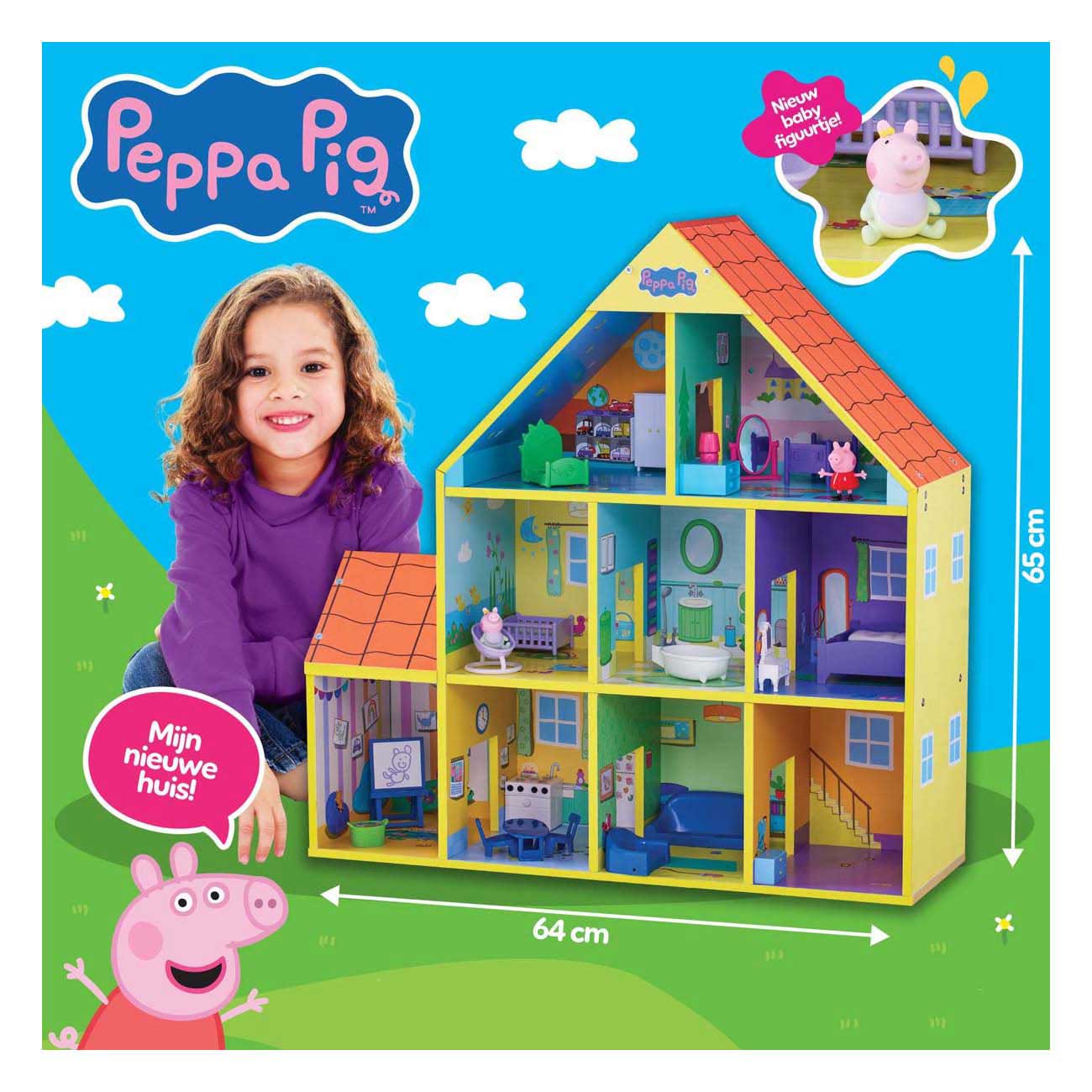 Peppa Pig Houten Poppenhuis met 9 Kamers