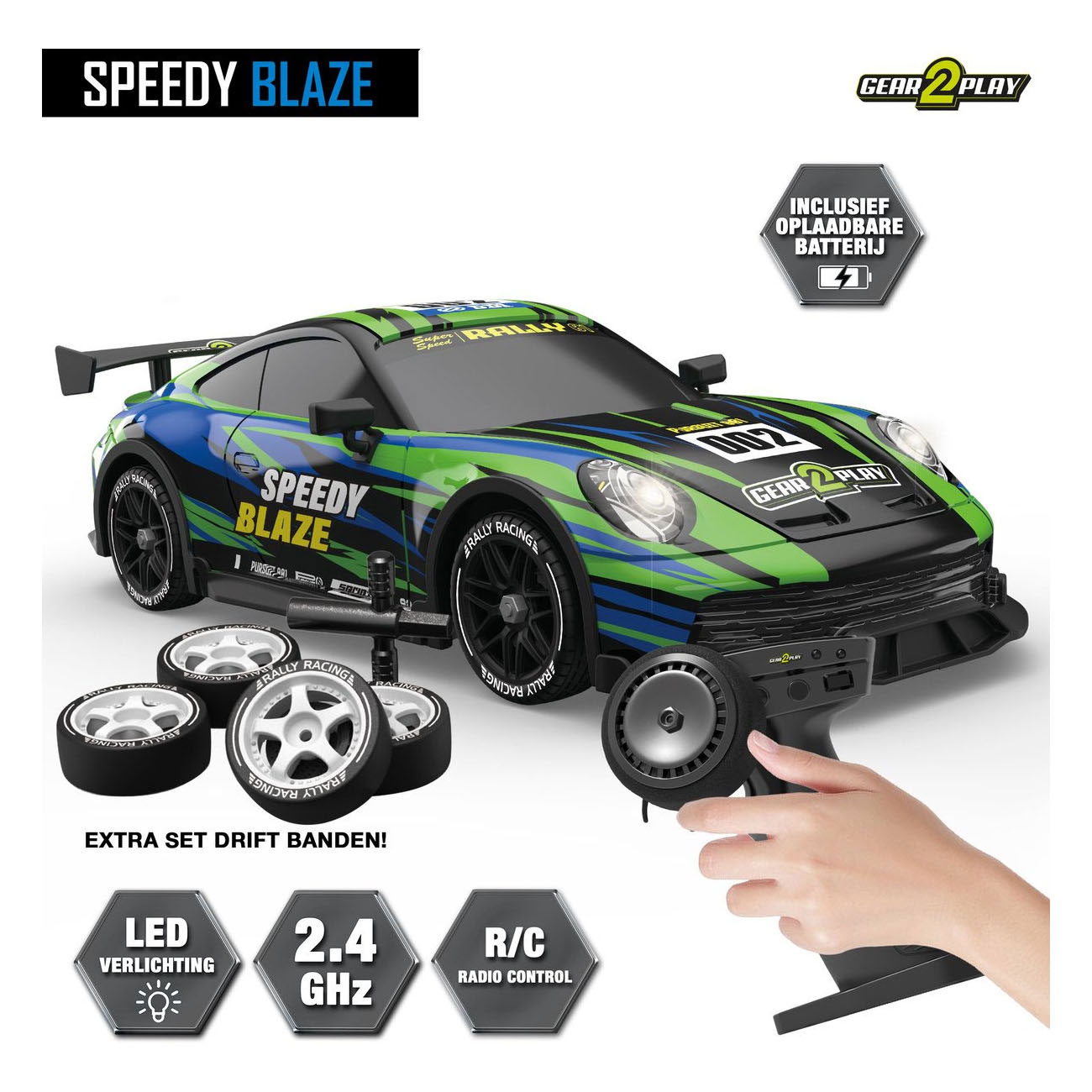Gear2Play Speedy Blaze RC Raceauto met Verlichting