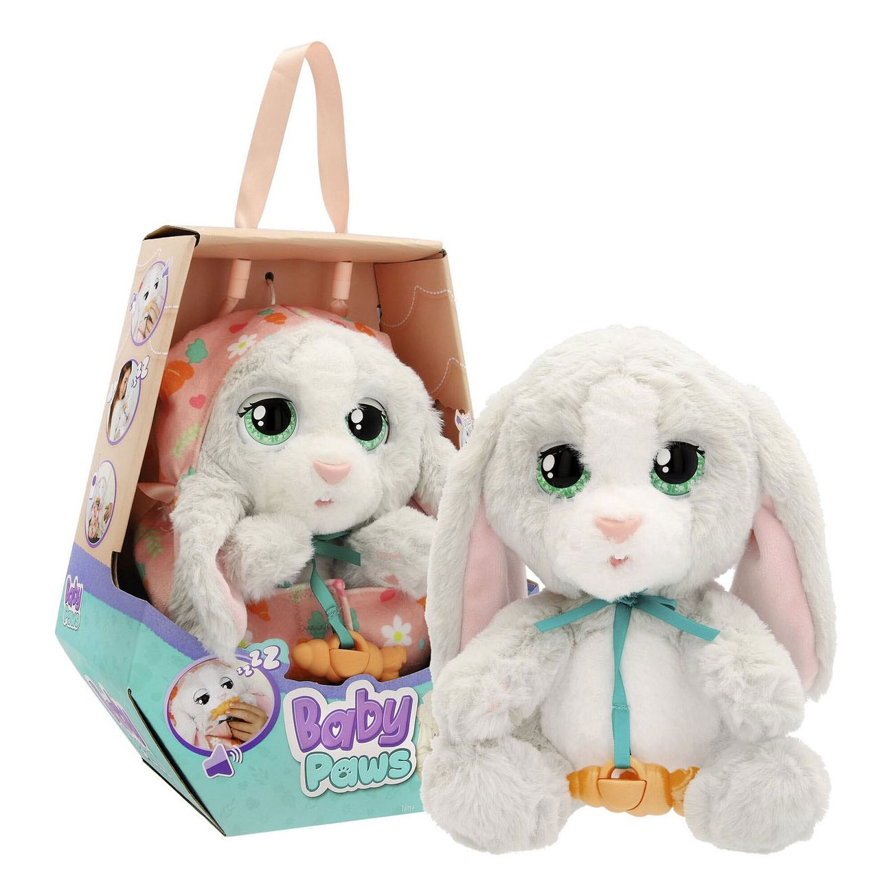 Peluche interactive Baby Paws Bunny - 20 cm