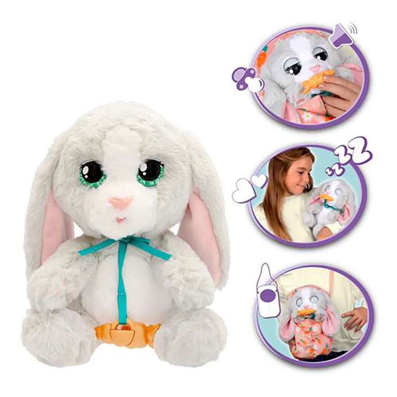 Peluche interactive Baby Paws Bunny - 20 cm