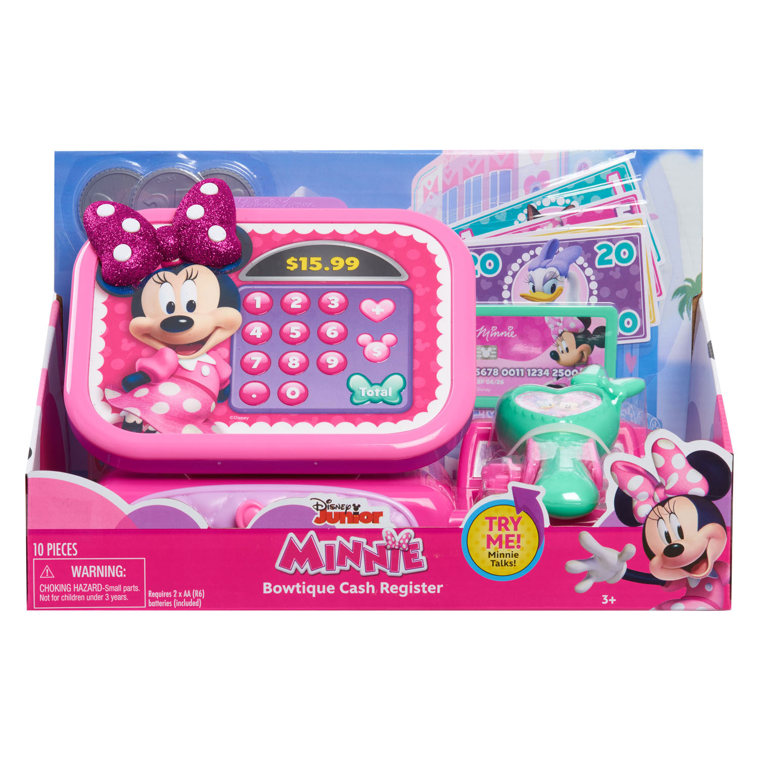 Minnie Bowtique Spielzeugkasse mit Sound - 10-teilig.