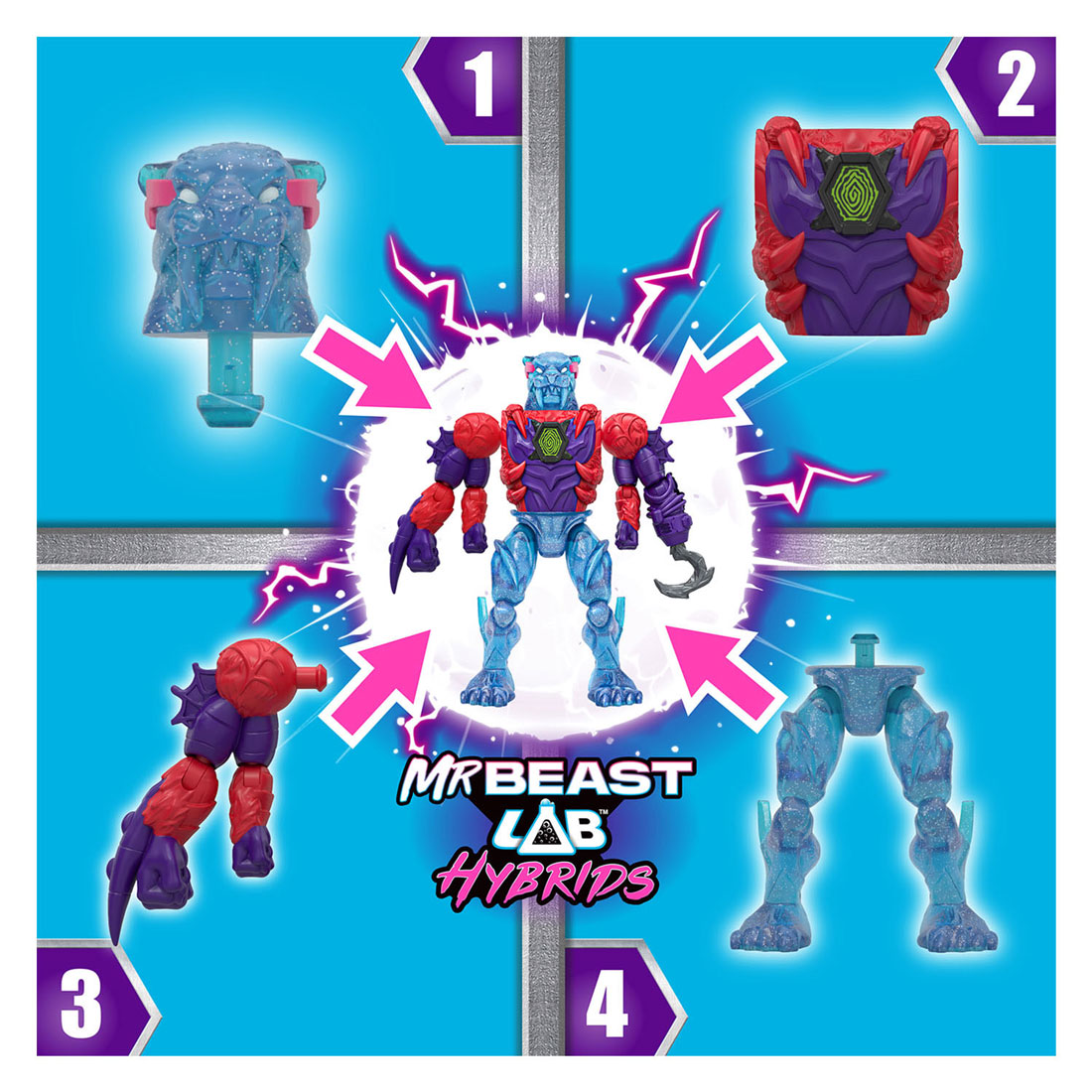 MrBeast Lab Hybrid Spider vs Energy Panther Actiefiguren