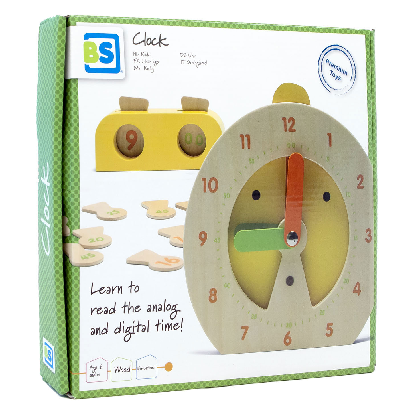 Horloge d'apprentissage en bois BS Toys - Jeu d'enfant