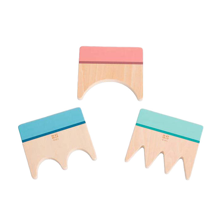 Peignes en bois à motifs de sable BS Toys , 3 pièces.