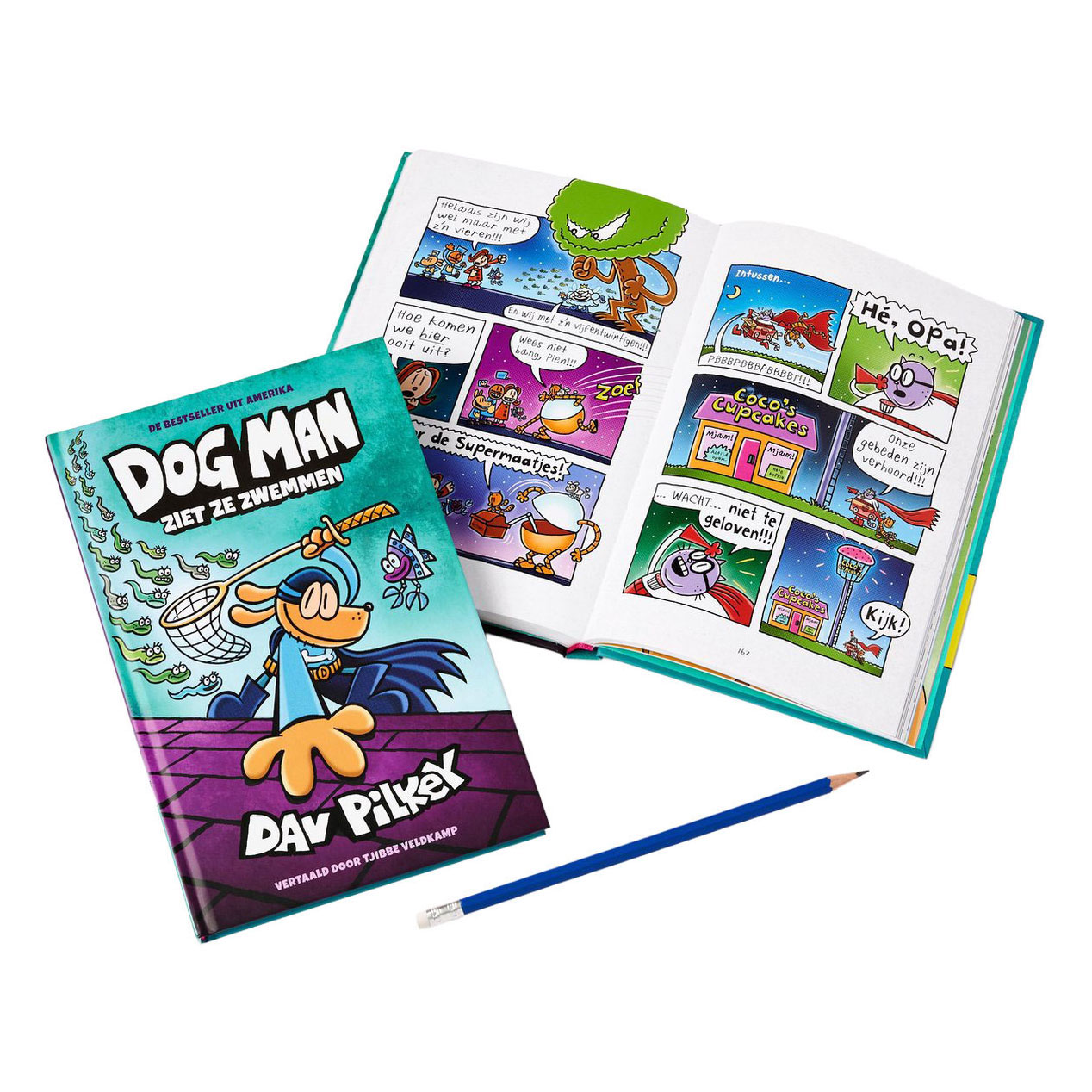 Dog Man ziet ze zwemmen