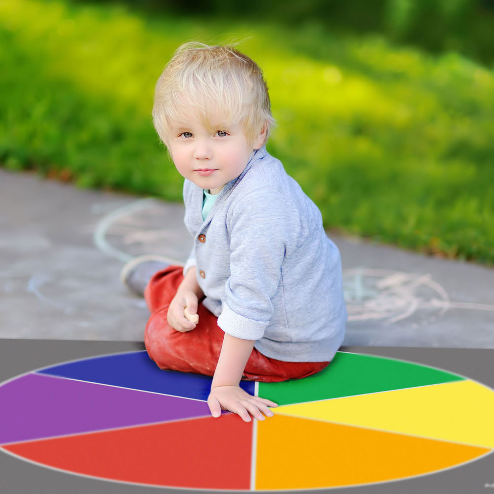 Tapis de jeu Cercle de couleurs primaires, 100x100cm