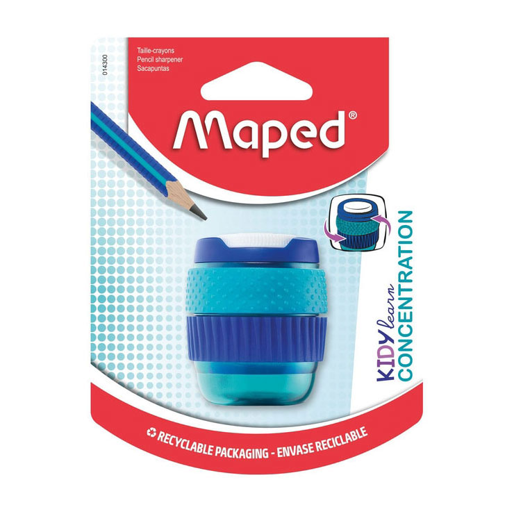Maped Kidy Learn Konzentrations-Bleistiftspitzer, 1-Loch, Blau