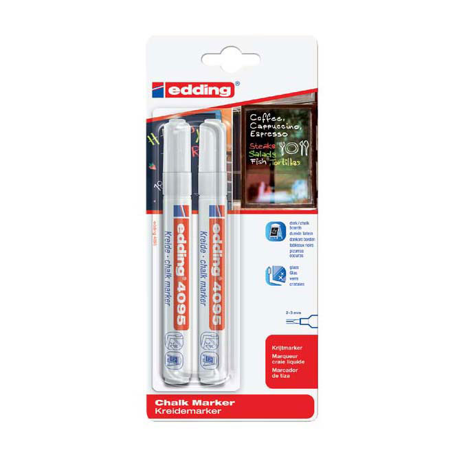 Krijtstift Edding Wit, 2st.
