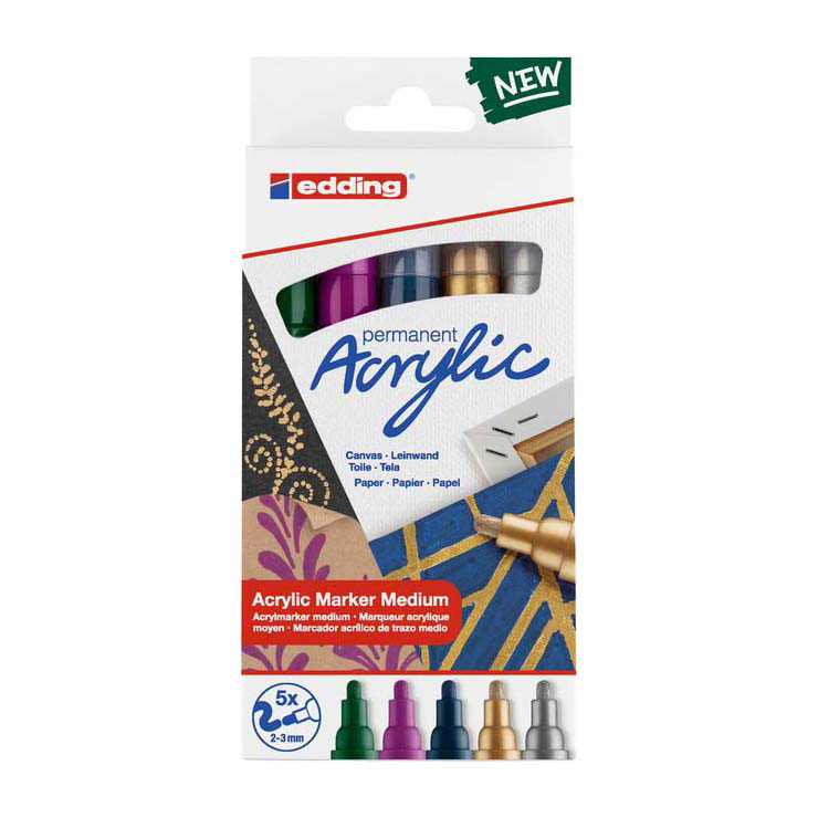 Acrylmarker Edding Metallic, 5 st.